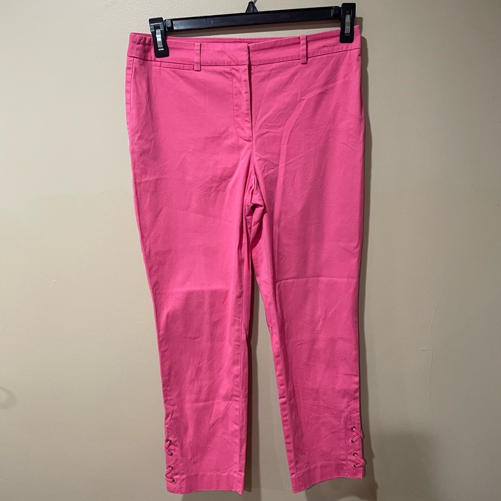 Talbots hot pink pants w/ lace up detail at ankles ~ Size 6